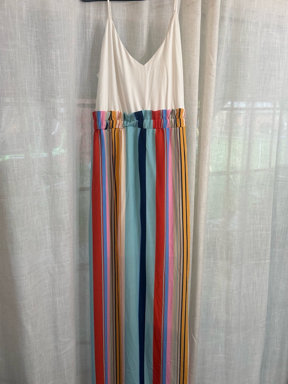 White & Multi-Color Stripe Maxi Dress - NWT 3XL